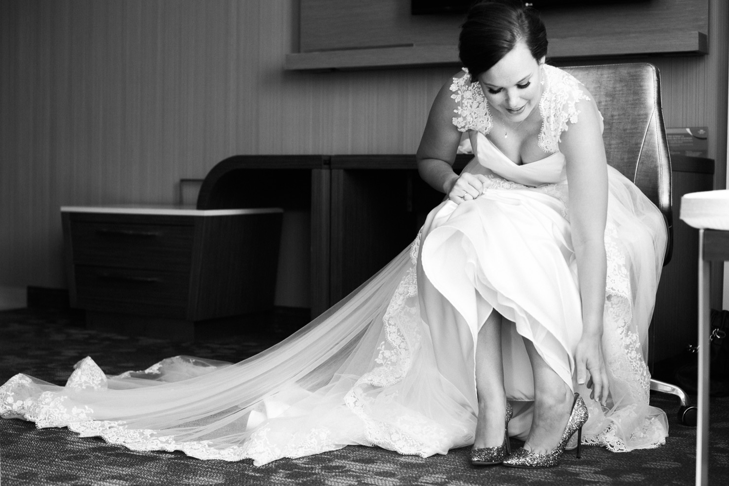A bride gets ready for her wedding day